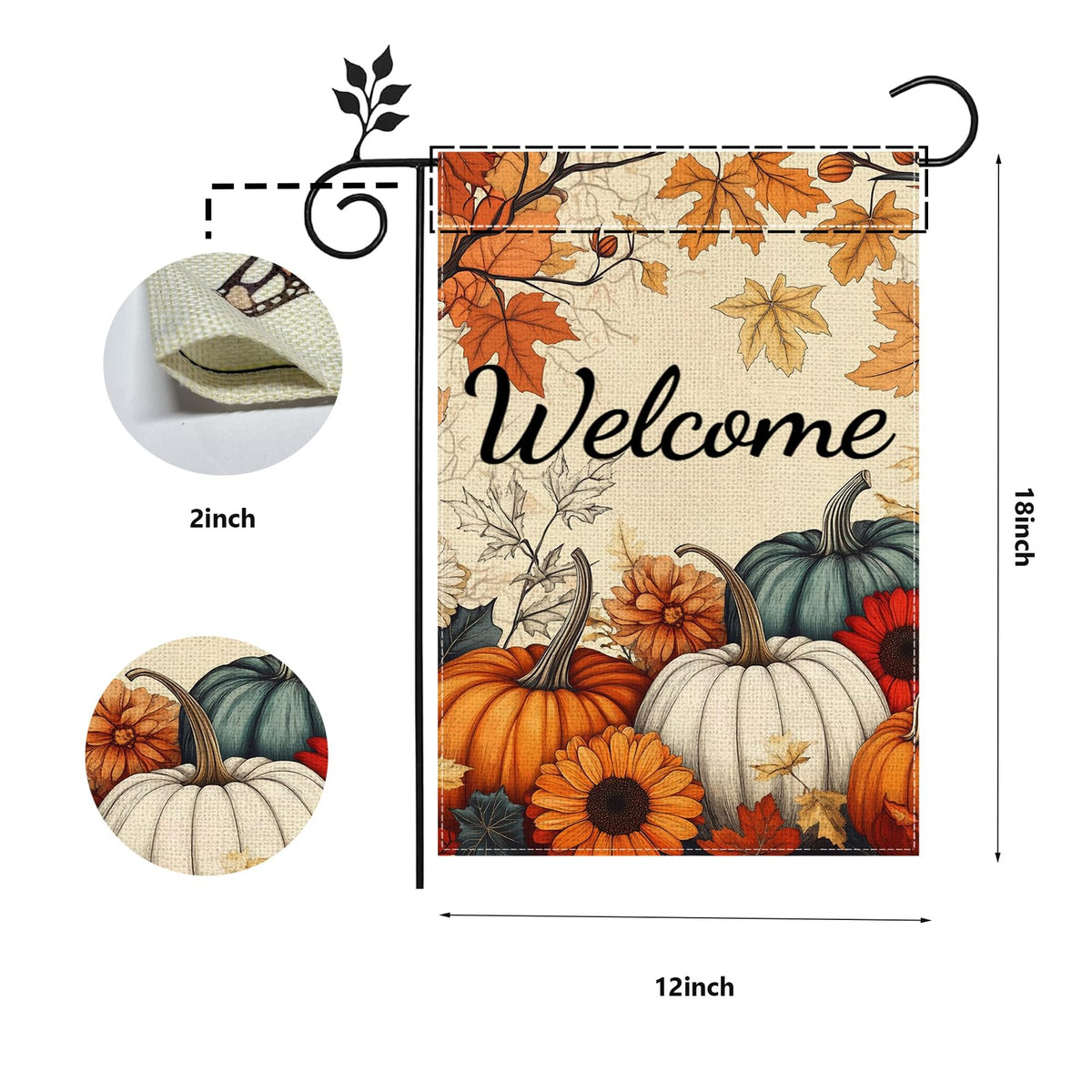 Fall Pumpkin Sunflower Garden Flag Double Sided