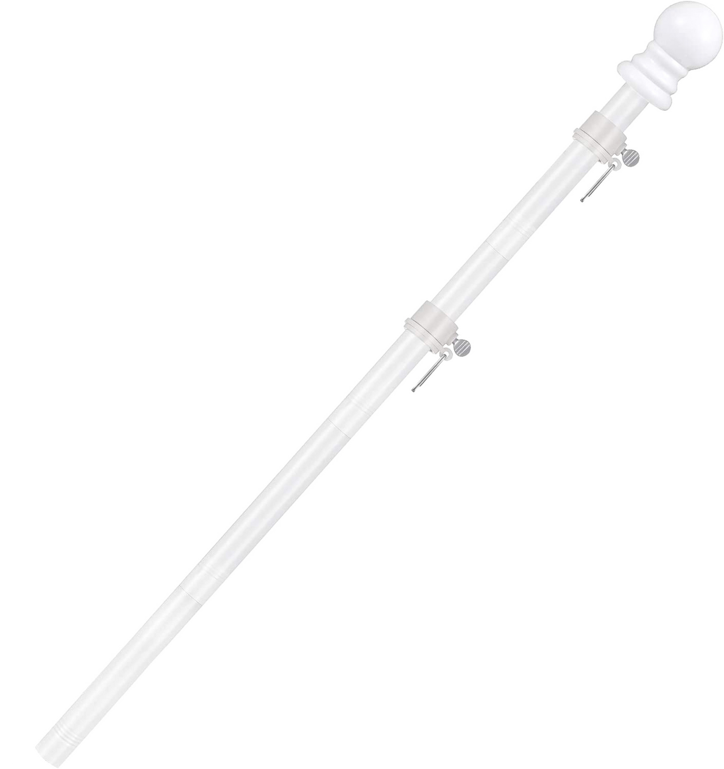 57" 4 Piece White Metal Flag Pole for House Flags