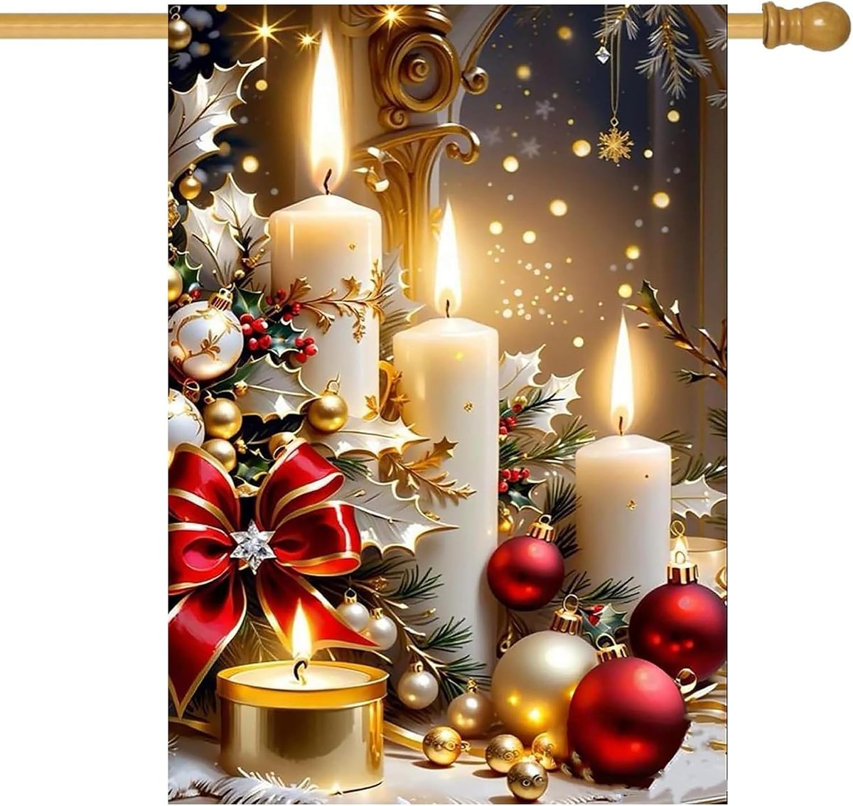 Christmas Candles House Flag 28X40 Double Sided
