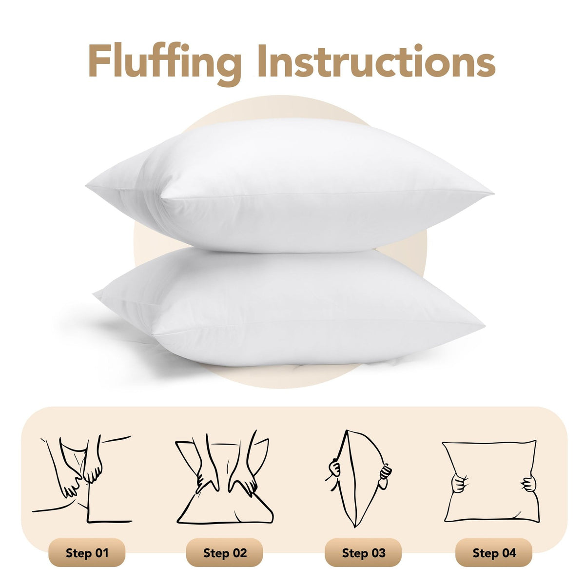 Outdoor Pillow Inserts 18x18 Inches (Pack of 2, White), Water Resistant