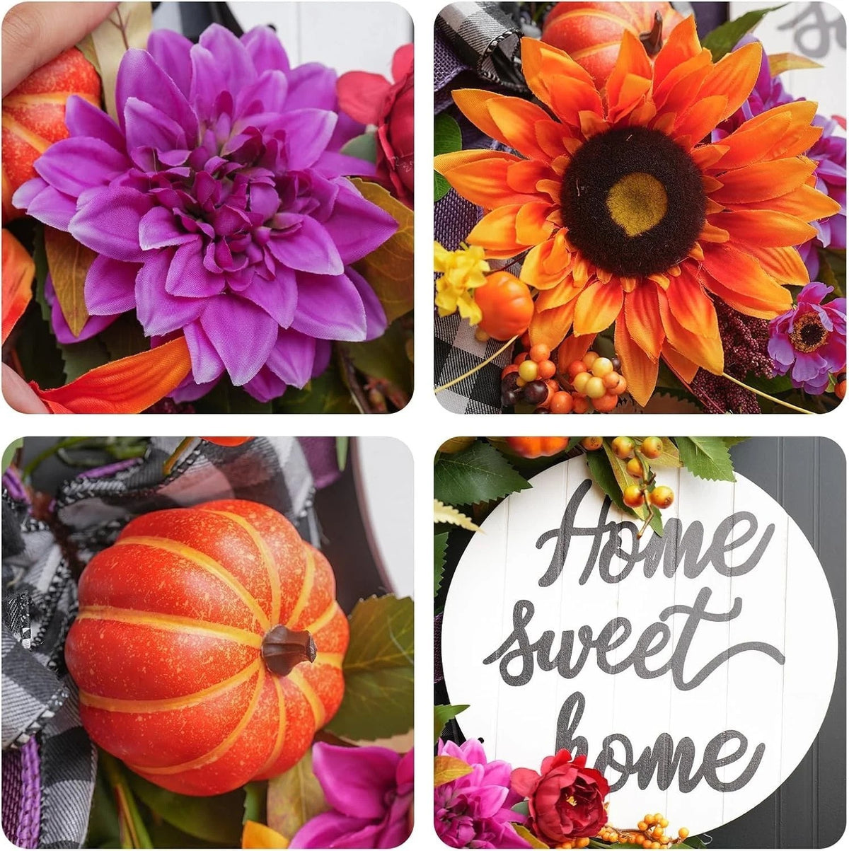 24 Inch Fall-Autumn Wreath with Sunflowers