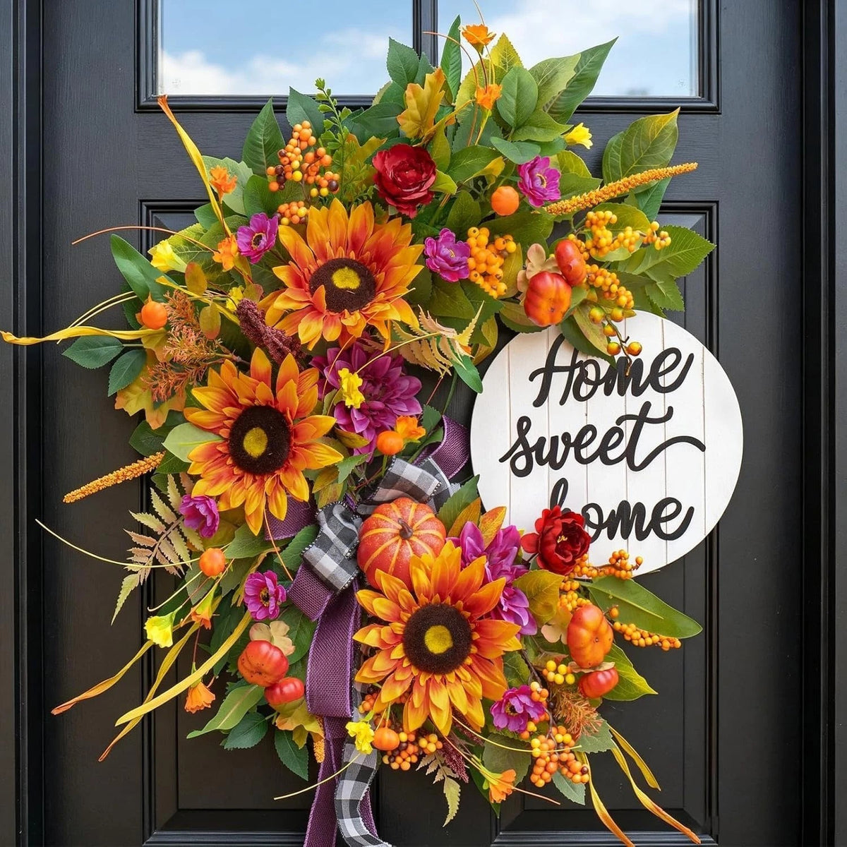 24 Inch Fall-Autumn Wreath with Sunflowers