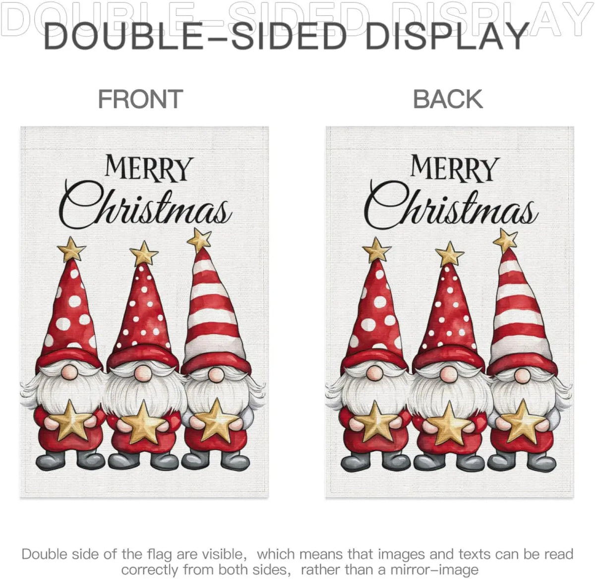 Merry Christmas Gnome Garden Flag 12x18 Inch Double Sided Flag