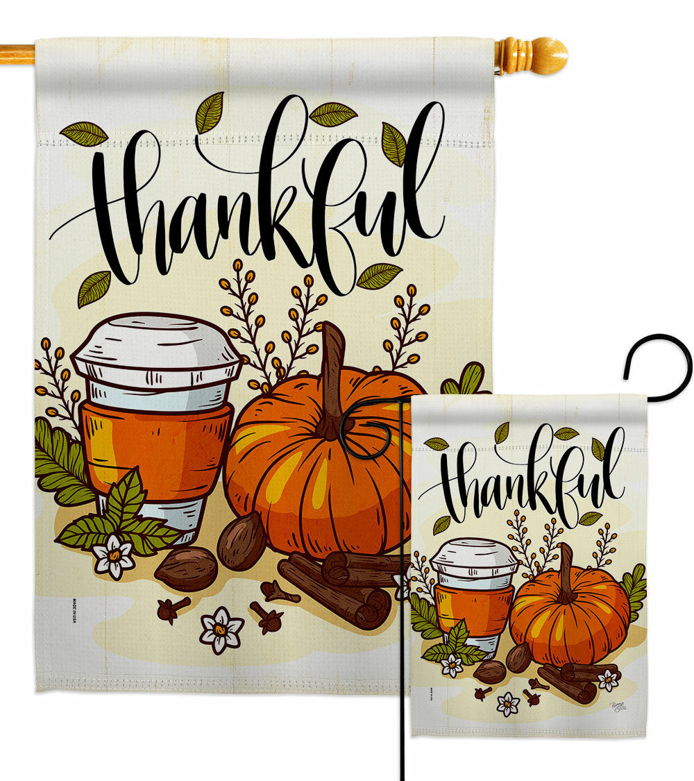 Thankful Thanksgiving Fall Decorative House & Garden Flags