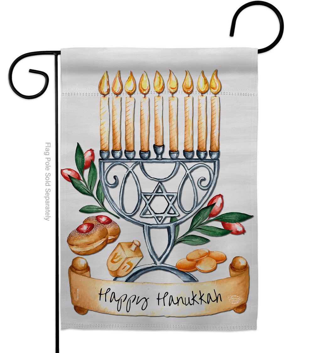 Happy Hanukkah Garden Flag - 13"x18.5"