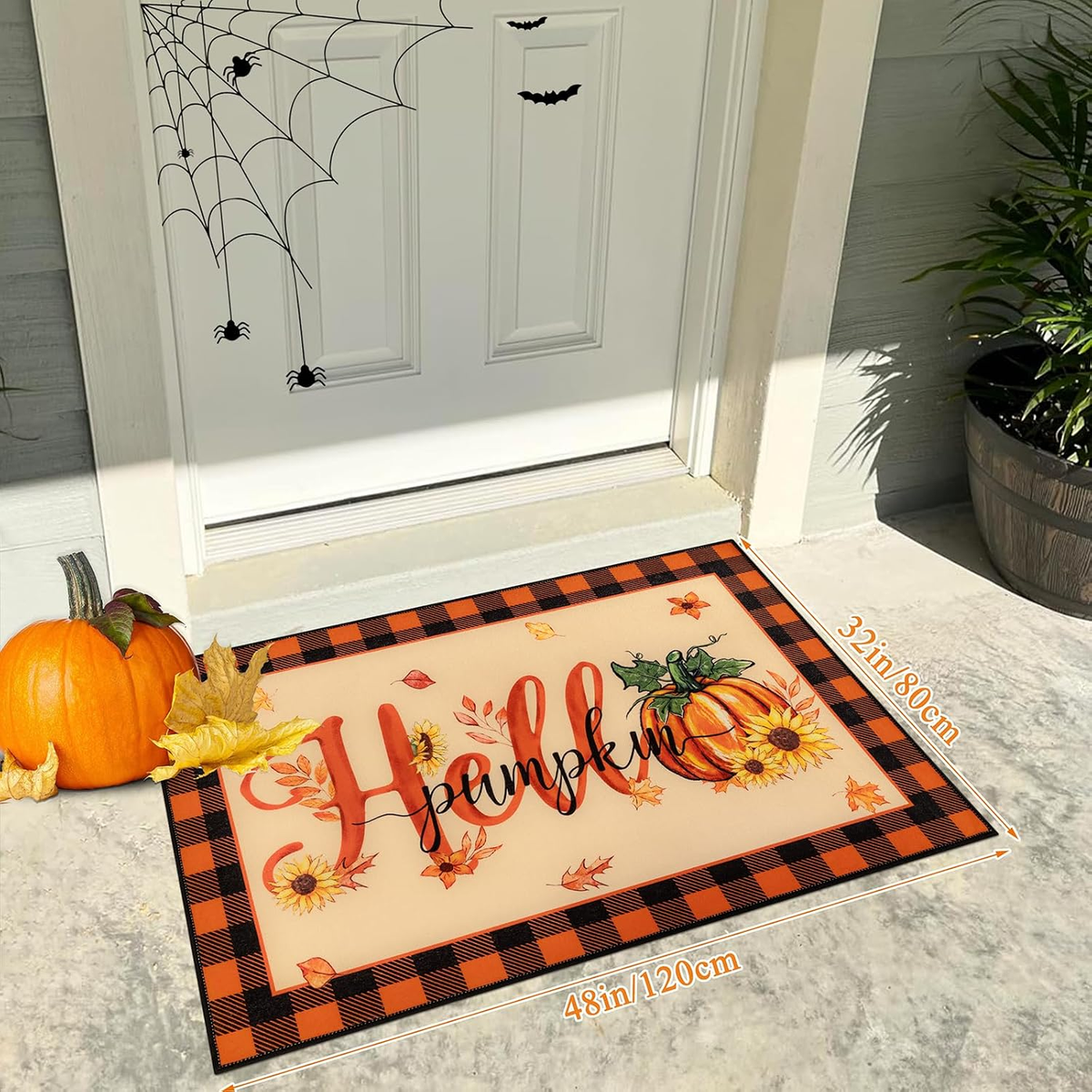 Fall Door Mat 32"X48", Non Slip Welcome Doormat