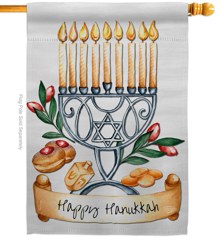 Happy Hanukkah Winter House and Garden Flags