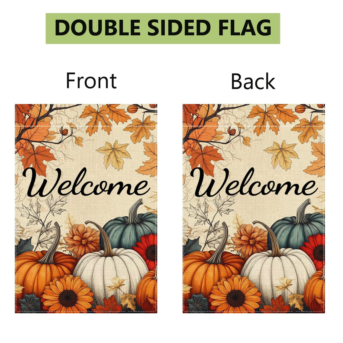 Fall Pumpkin Sunflower Garden Flag Double Sided