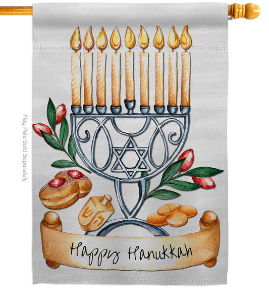 Happy Hanukkah House Flag - 28"x40"