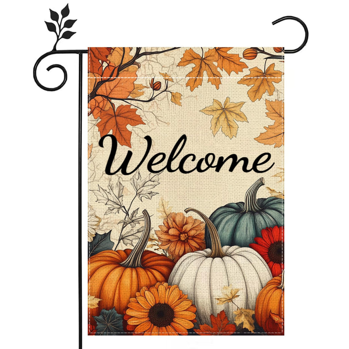 Fall Pumpkin Sunflower Garden Flag Double Sided