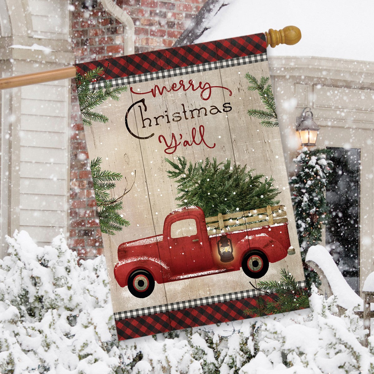 Merry Christmas Y'all Double-Sided House Flag 28x40