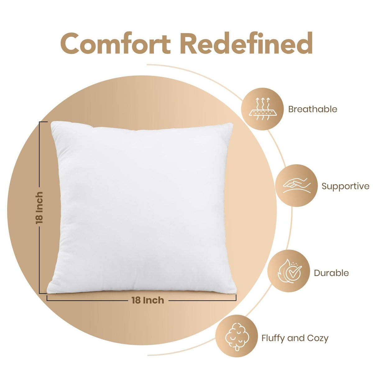 Outdoor Pillow Inserts 18x18 Inches (Pack of 2, White), Water Resistant