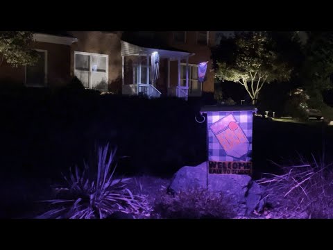 Three different FlagLamps on display in this video, one White LED+ illuminating the USA flag and two RGBW LED+ models illuminating Back to School flags on the house mounted flagpole and on our Custom Garden Flag Stand.