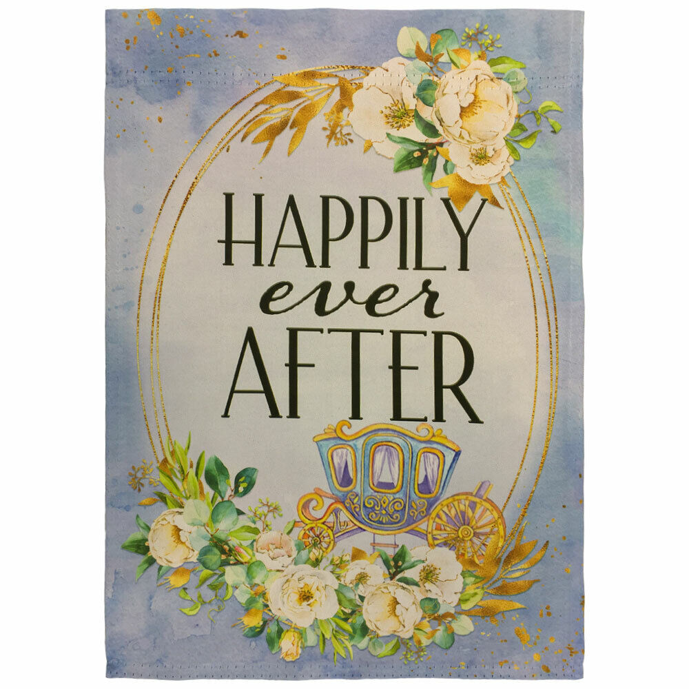 Happily Ever After Garden Flag 12x18in Cute Novelty Yard Flag Just Married