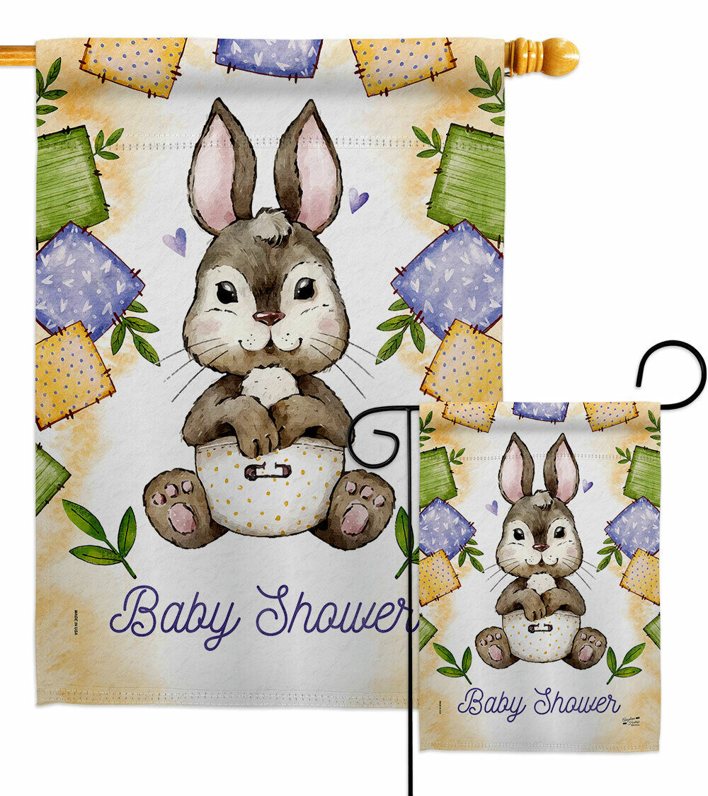 Bunny Baby Shower Garden Flag New Born Celebration Decorative Yard House Banner