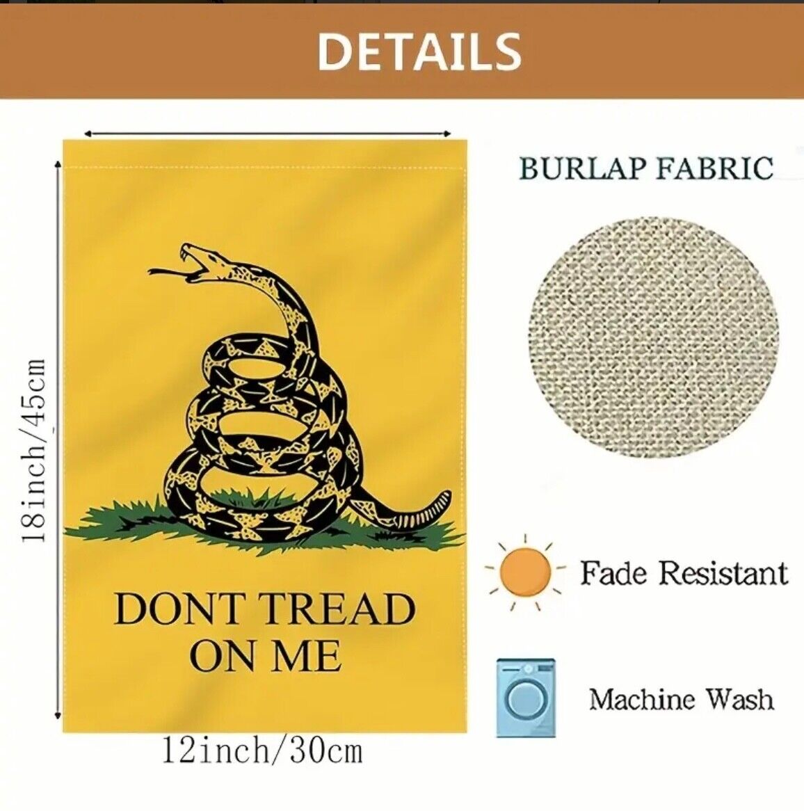 Don't Tread on Me 12"x18" Patriotic Vintage Gadsden Snake Garden Flag