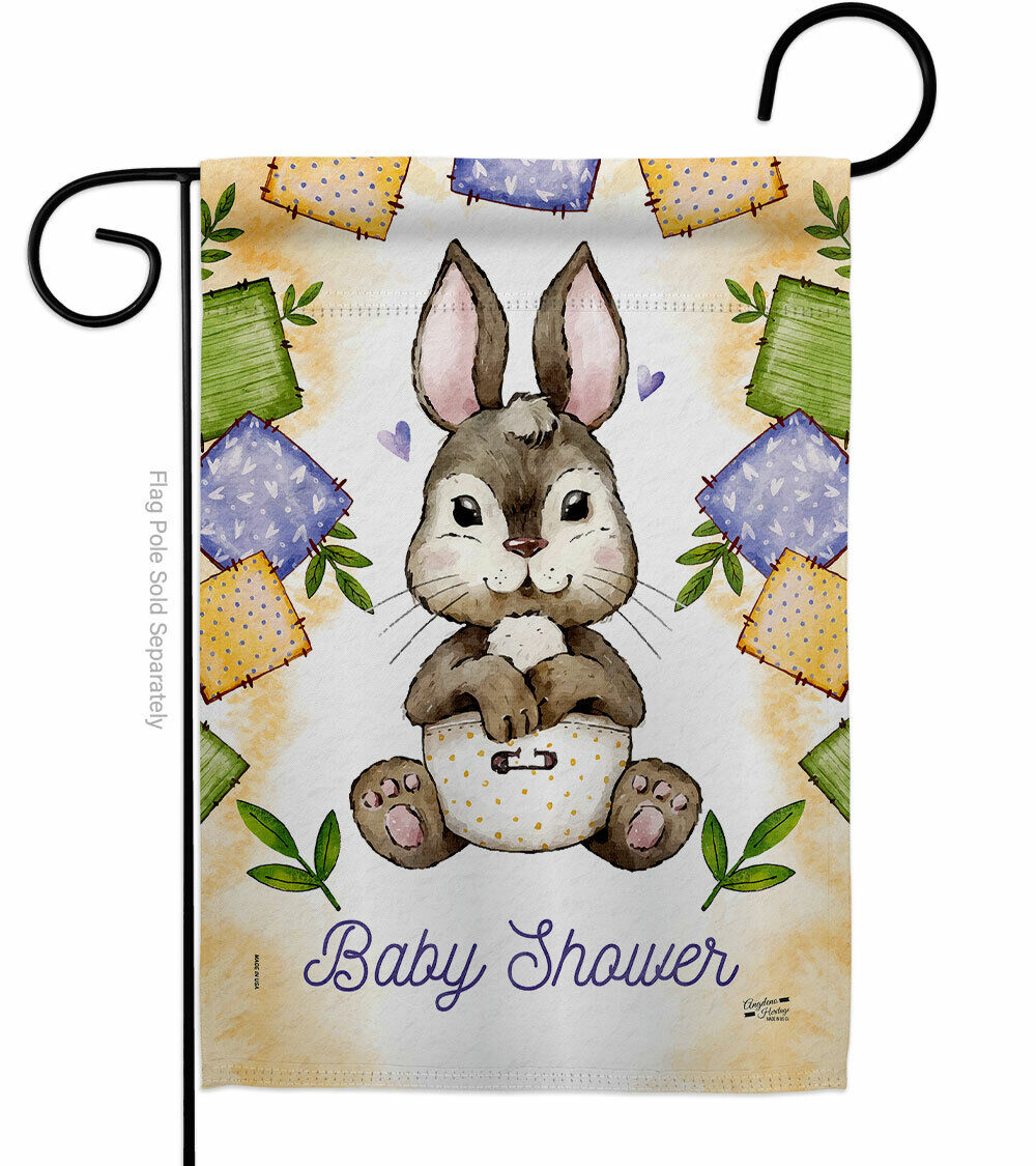 Bunny Baby Shower Garden Flag New Born Celebration Decorative Yard House Banner