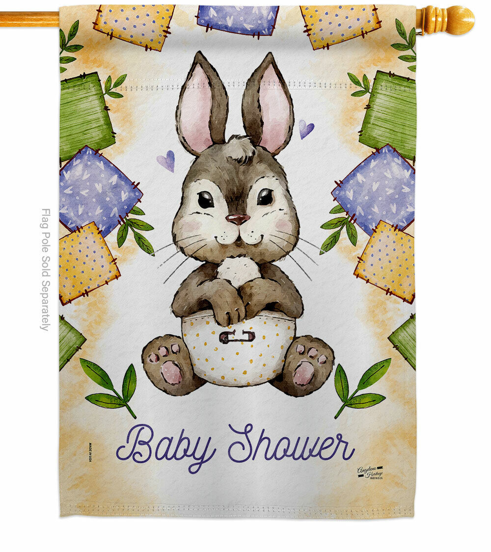 Bunny Baby Shower Garden Flag New Born Celebration Decorative Yard House Banner