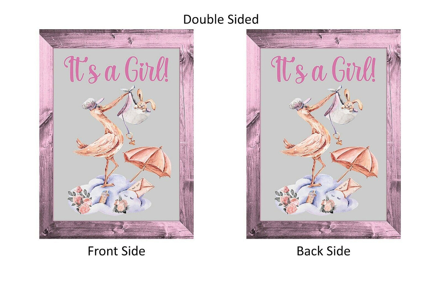 IT'S A GIRL Double Sided Garden Flag Stork Bringing New Baby Shower