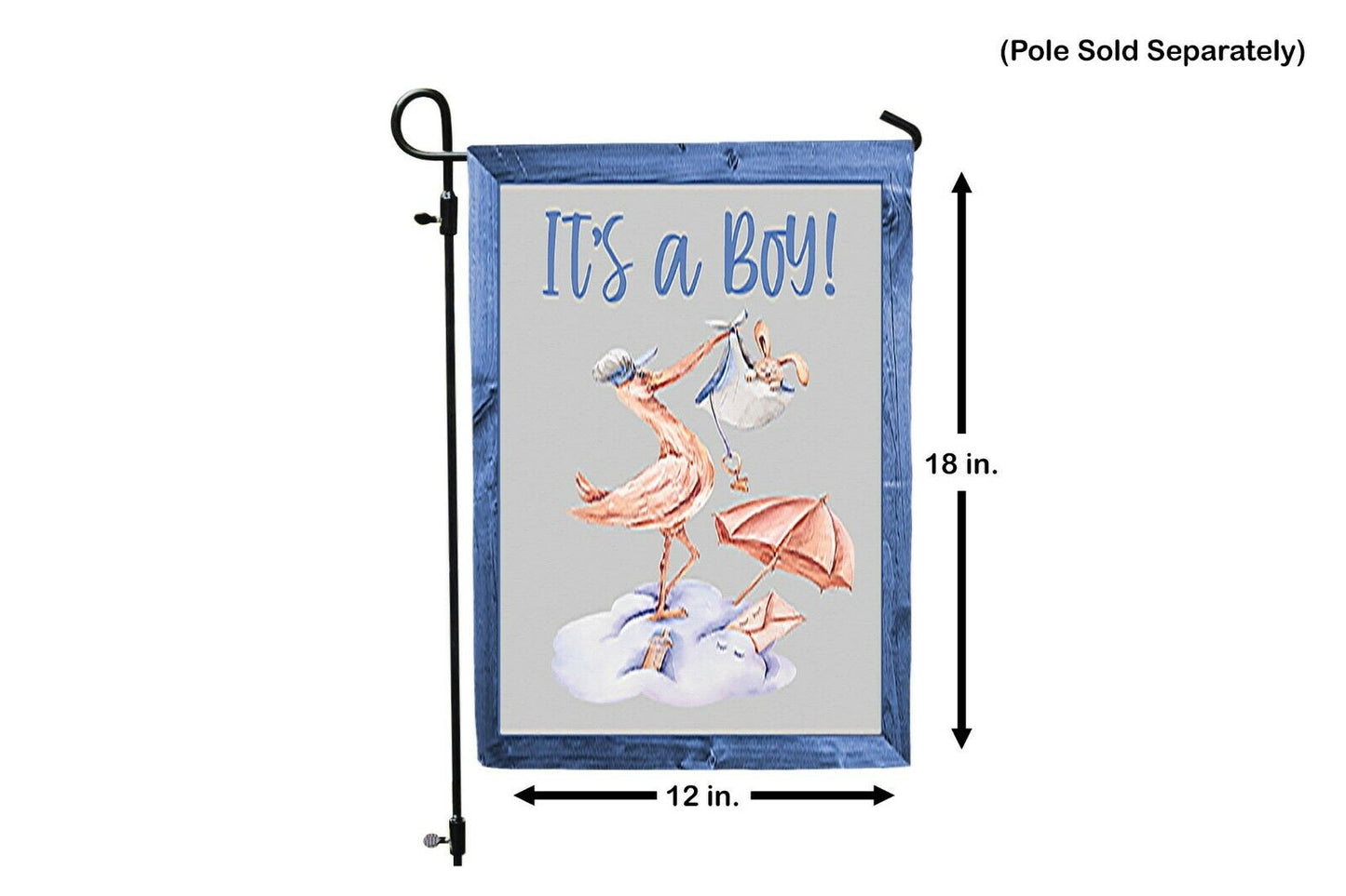 IT'S A BOY Double Sided Garden Flag Stork Bringing a New Baby Shower