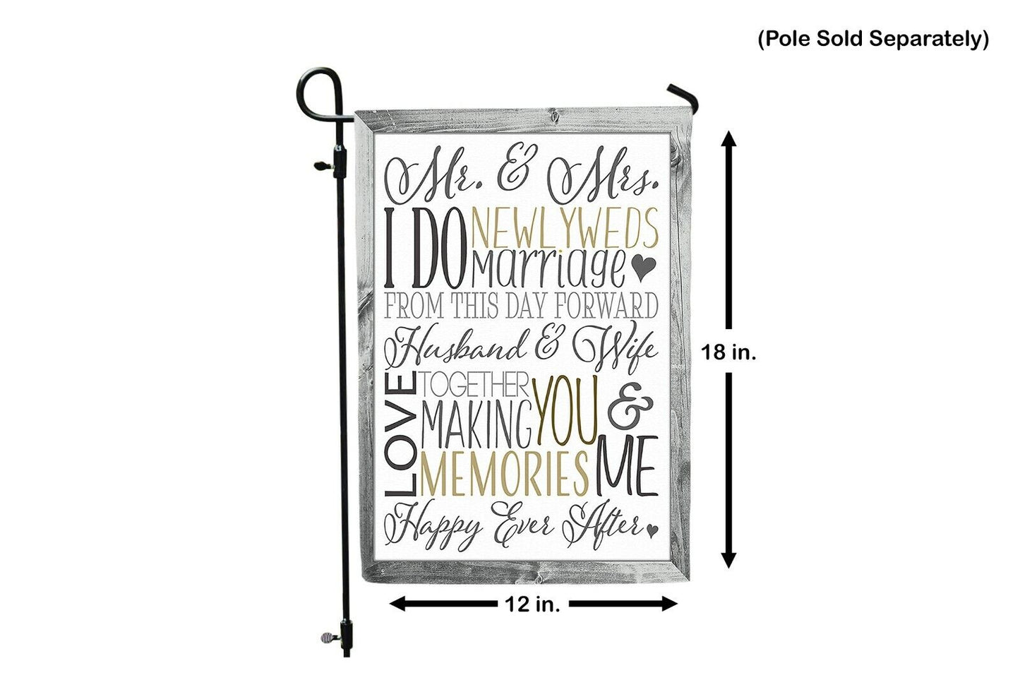 WEDDING Mr & Mrs Double Sided MARRIED I DO Garden Flag NEWLYWED Subway Tile Word