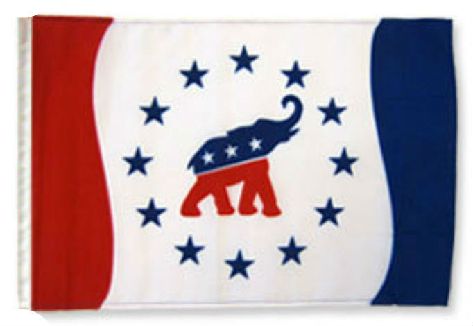 12"x18" Republican Party Political Elephant Sleeve Flag Boat Car Garden