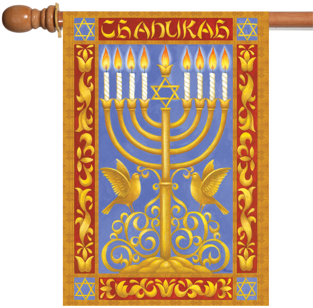 Chanukah Winter Hanukkah Menorah House Flag