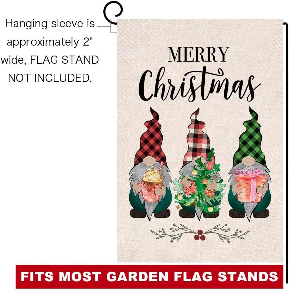 Christmas Tree Gnomes Garden Flag