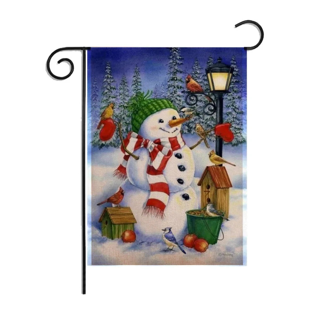 Santa Snowman and New Years Eve Garden Flags