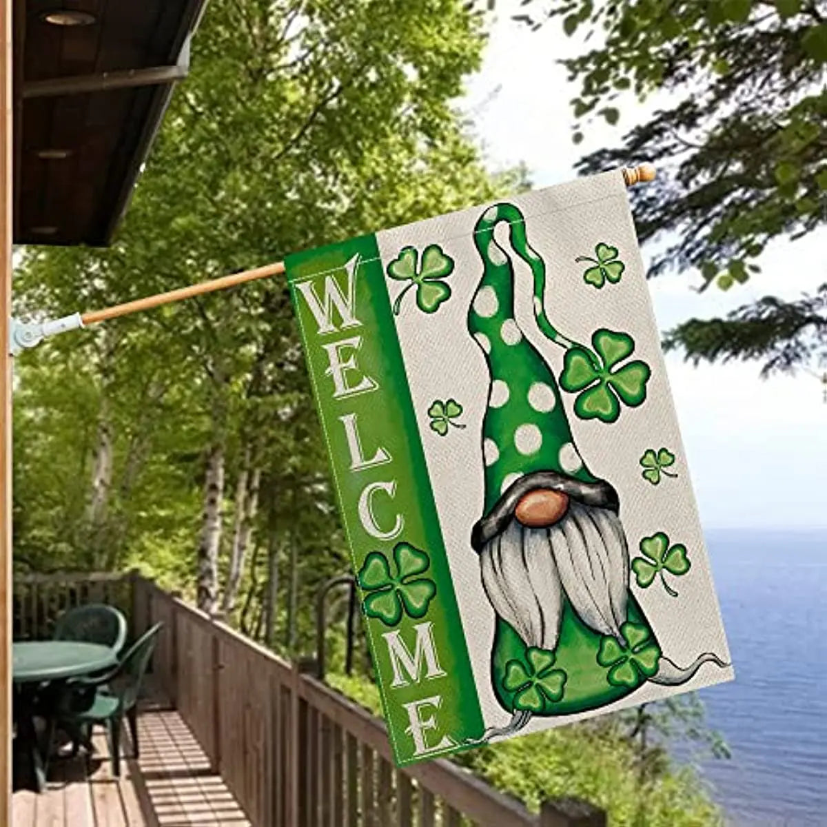 Welcome St Patrick's Day Leprechaun Gnome House and Garden Flags