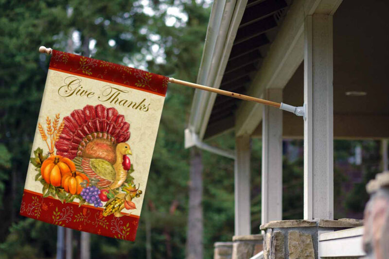 Toland Thankful Turkey Fall Autumn Thanksgiving Give Thanks House Flag