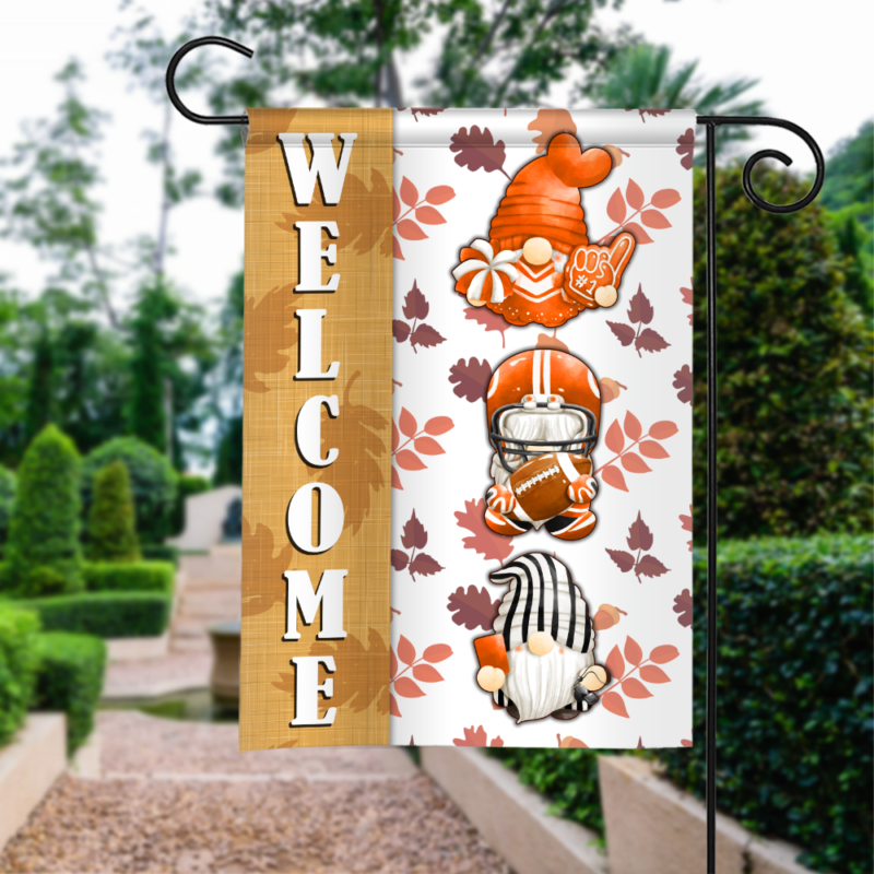 Welcome Gnomes Football Thanksgiving Home & Garden Decor Flags