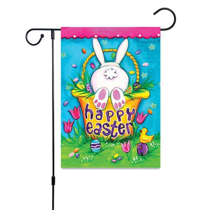 Easter Bunny in Basket Garden Flag